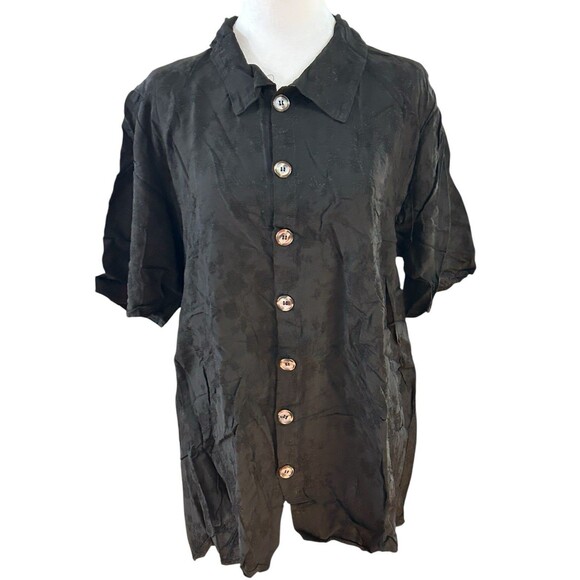 CP Shades NWT Button Down Short Sleeve Shirt Floral‎ Embroidered Fabric Sz M - Picture 1 of 7